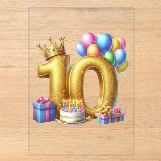 Goldener 10. Geburtstag Acryleinladungen
