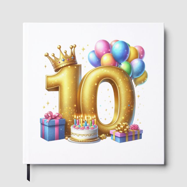 Goldener 10. Geburtstag Gästebuch (Vorderseite)