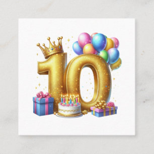 Goldener 10. Geburtstag Quadratische Visitenkarte
