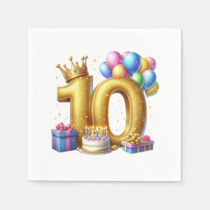 Goldener 10. Geburtstag Serviette
