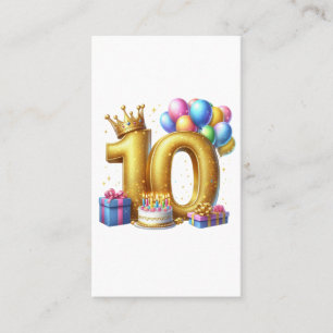 Goldener 10. Geburtstag Visitenkarte