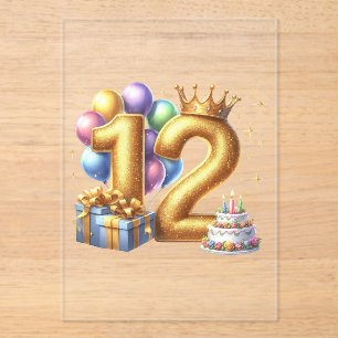 Goldener 12. Geburtstag Acryleinladungen