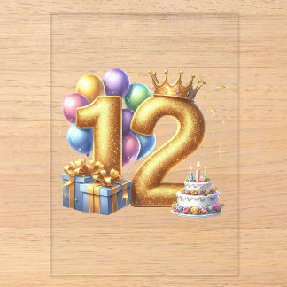 Goldener 12. Geburtstag Acryleinladungen