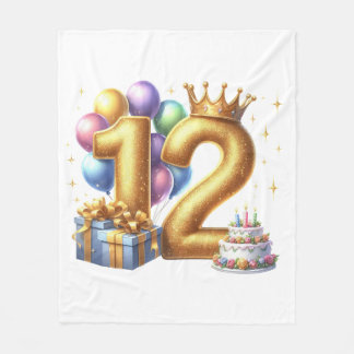 Goldener 12. Geburtstag Fleecedecke
