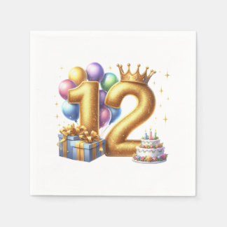 Goldener 12. Geburtstag Serviette