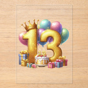 Goldener 13. Geburtstag Acryleinladungen