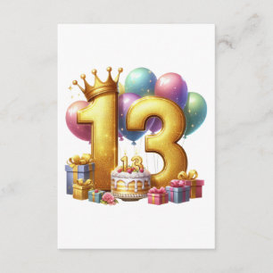 Goldener 13. Geburtstag Begleitkarte