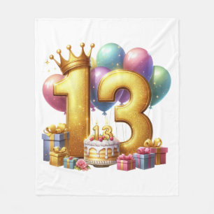 Goldener 13. Geburtstag Fleecedecke
