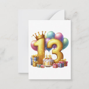 Goldener 13. Geburtstag Mitteilungskarte