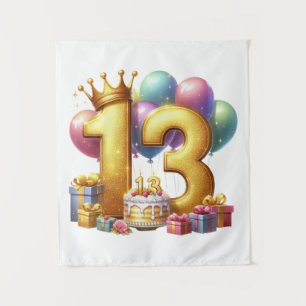 Goldener 13. Geburtstag Wandteppich