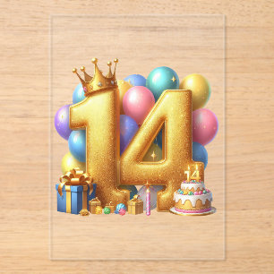 Goldener 14. Geburtstag Acryleinladungen