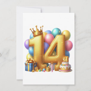 Goldener 14. Geburtstag Dankeskarte
