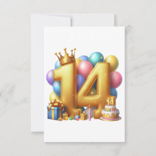 Goldener 14. Geburtstag Dankeskarte