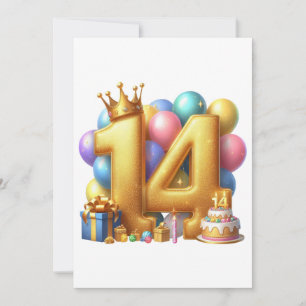 Goldener 14. Geburtstag Einladung