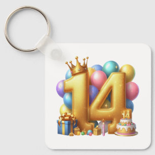 Goldener 14. Geburtstag Schlüsselanhänger