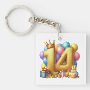 Goldener 14. Geburtstag Schlüsselanhänger