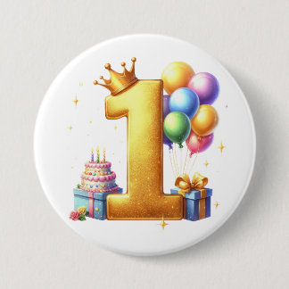 Goldener 1. Geburtstag Button