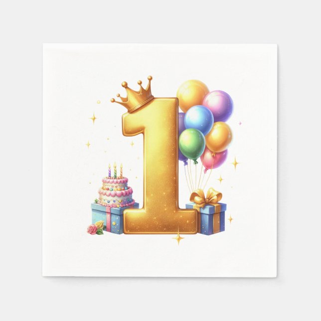 Goldener 1. Geburtstag Serviette (Vorderseite)