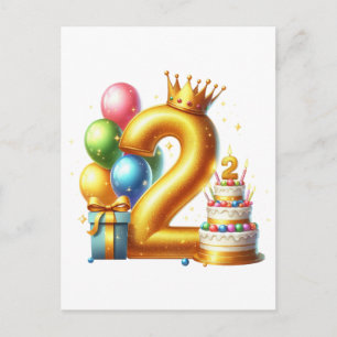 Goldener 2. Geburtstag Feiertagspostkarte