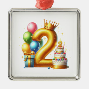 Goldener 2. Geburtstag Ornament Aus Metall