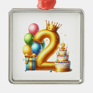 Goldener 2. Geburtstag Ornament Aus Metall