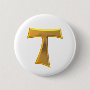 Goldener 3-D Blickfranziskanertau-Kreuz Button