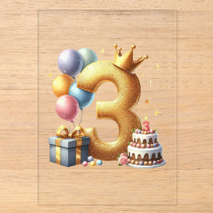 Goldener 3. Geburtstag Acryleinladungen