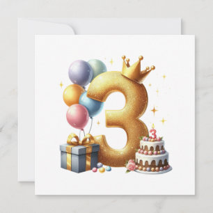 Goldener 3. Geburtstag Einladung