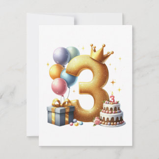 Goldener 3. Geburtstag Einladung