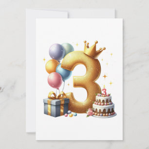 Goldener 3. Geburtstag Einladung