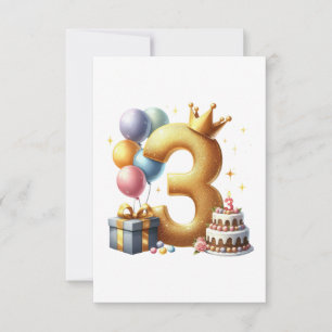 Goldener 3. Geburtstag RSVP Karte