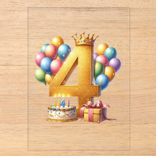 Goldener 4. Geburtstag Acryleinladungen