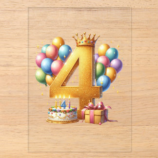 Goldener 4. Geburtstag Acryleinladungen