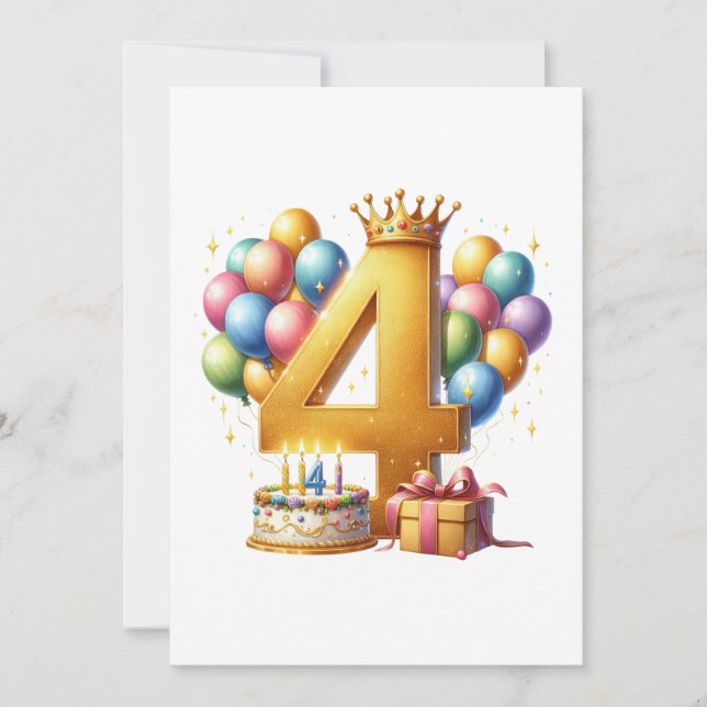 Goldener 4. Geburtstag Ankündigung (Vorderseite)