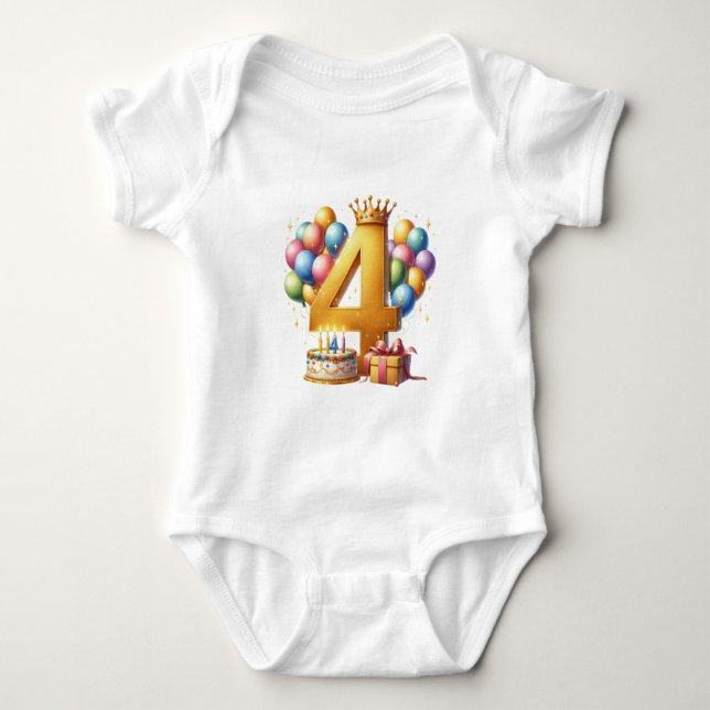Goldener 4. Geburtstag Baby Strampler (Vorderseite)