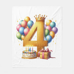 Goldener 4. Geburtstag Fleecedecke