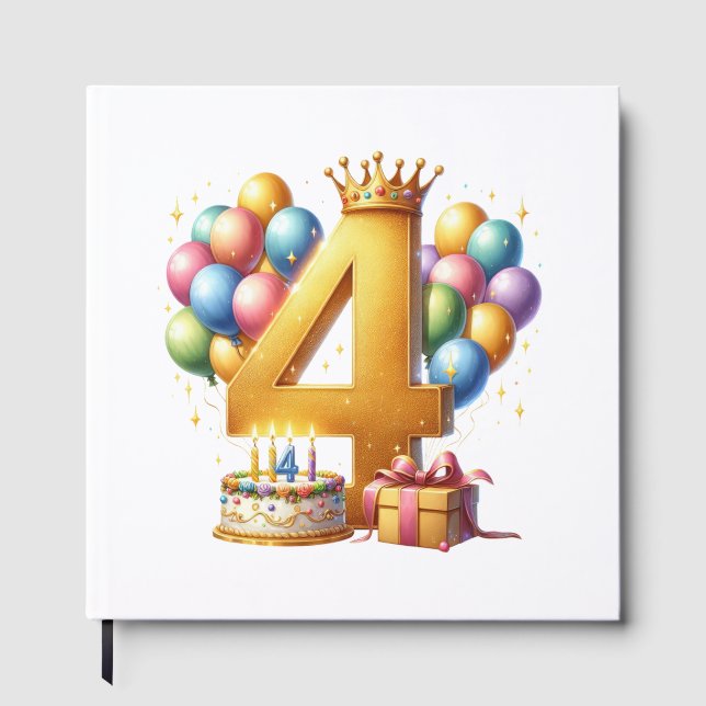 Goldener 4. Geburtstag Gästebuch (Vorderseite)