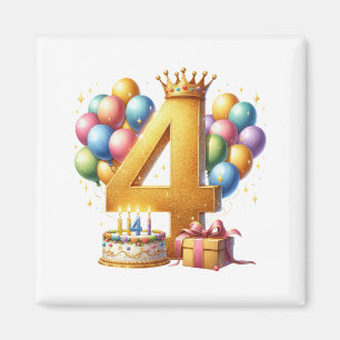 Goldener 4. Geburtstag Magnet