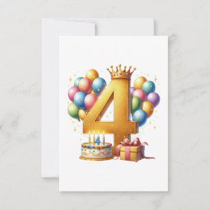 Goldener 4. Geburtstag RSVP Karte