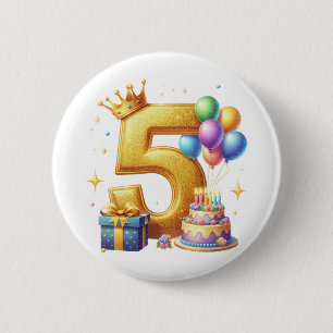 Goldener 5. Geburtstag Button