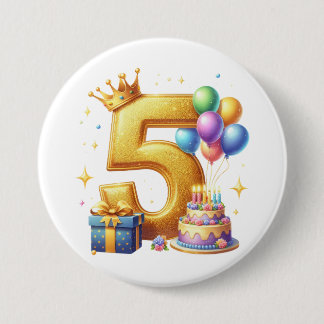 Goldener 5. Geburtstag Button