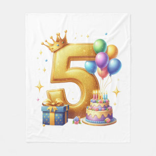 Goldener 5. Geburtstag Fleecedecke