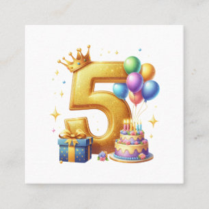 Goldener 5. Geburtstag Quadratische Visitenkarte