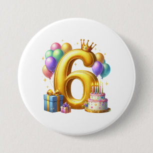 Goldener 6. Geburtstag Button