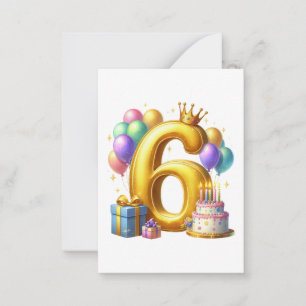 Goldener 6. Geburtstag Mitteilungskarte