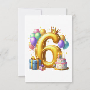 Goldener 6. Geburtstag Mitteilungskarte
