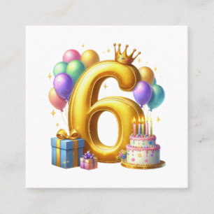 Goldener 6. Geburtstag Quadratische Visitenkarte