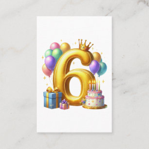 Goldener 6. Geburtstag Visitenkarte