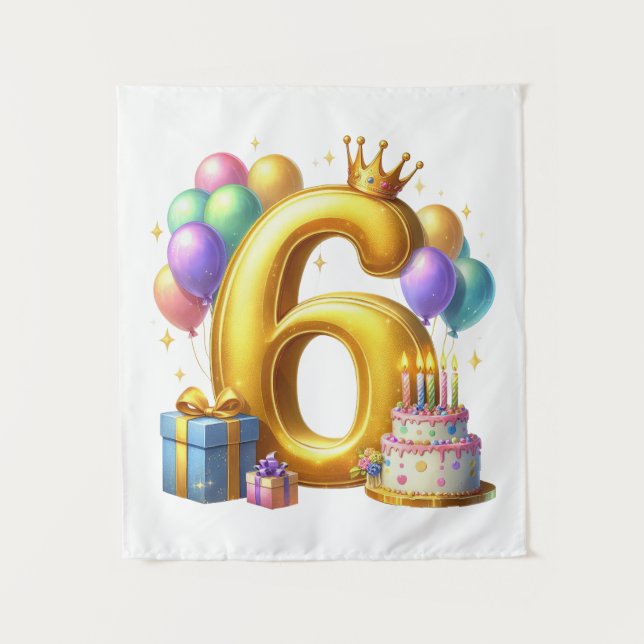Goldener 6. Geburtstag Wandteppich (Vorderseite)