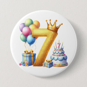 Goldener 7. Geburtstag Button